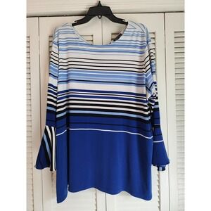 The Limited Collection Black White Stripe Bell Sleeve Blouse Top Womens Plus 2X